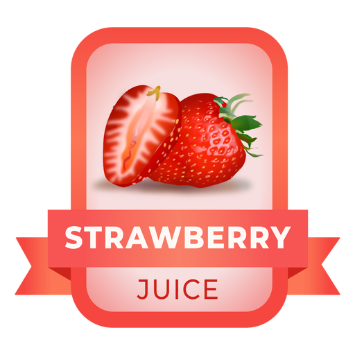 Realistic strawberry juice label PNG Design