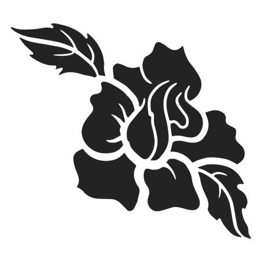 Rose with leaves cut out PNG Design