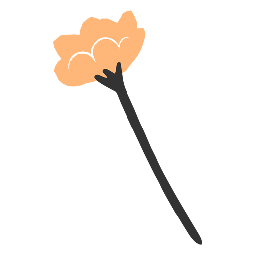 Einzelne orange Blütenzweig flach PNG-Design