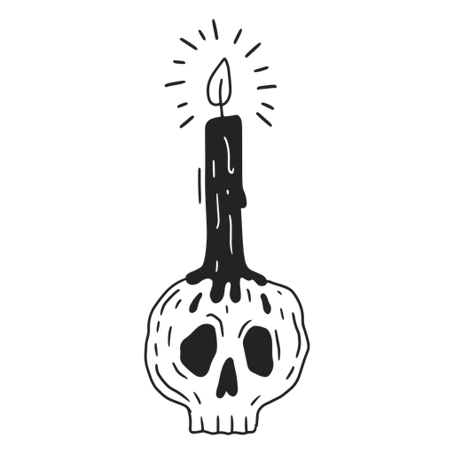 Skull candle holder halloween stroke - Transparent PNG & SVG vector file