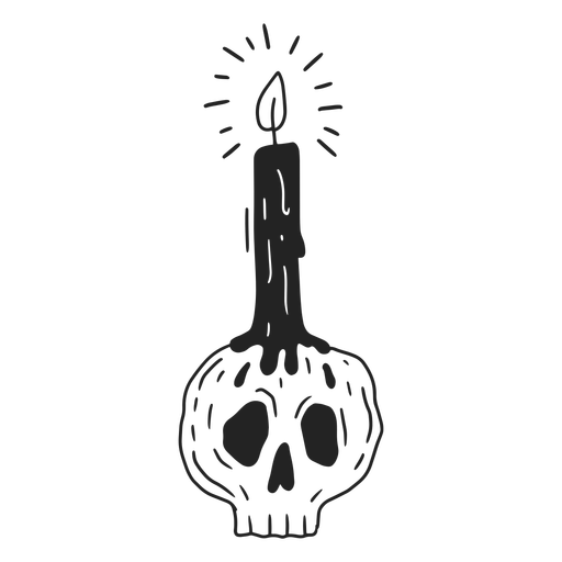 Skull candle holder halloween stroke PNG Design