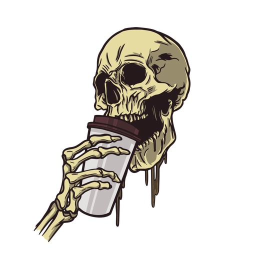 Skull coffee illustration PNG Design