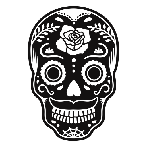 Skull rose cut out PNG Design