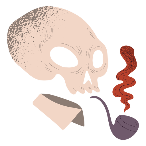Skull smoking textured PNG Design