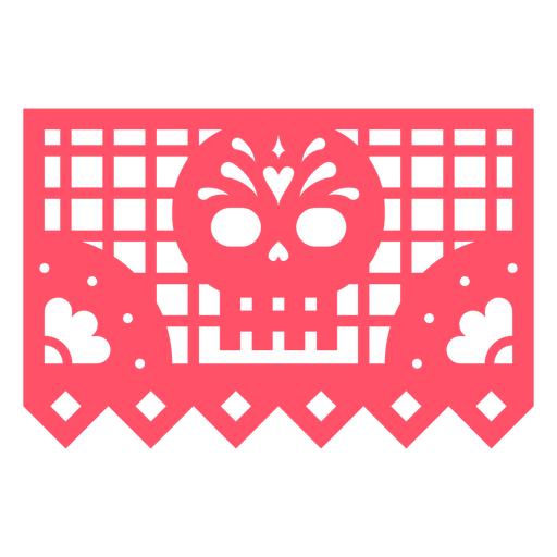 Skull with heart papel picado