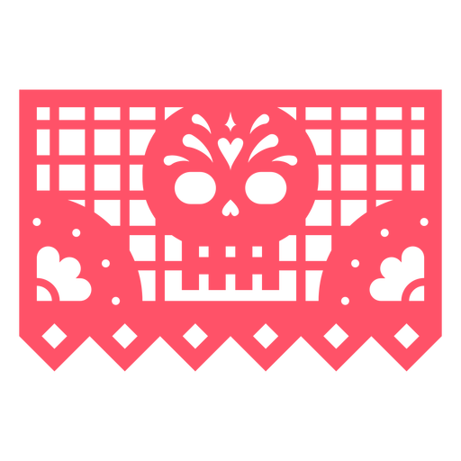 Skull with heart papel picado PNG Design