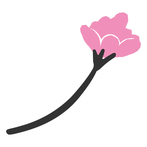 Tallo con flor rosa plana Diseño PNG
