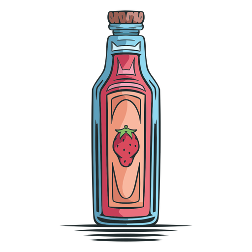 Strawberry juice bottle hand drawn