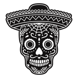 Sugar skull sombrero cut out PNG Design
