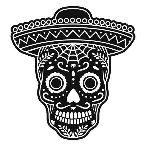 Sugar skull sombrero cut out PNG Design