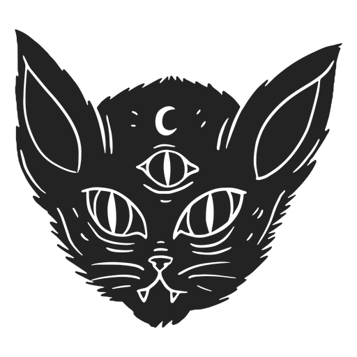 Gato de tres ojos halloween recortado Diseño PNG