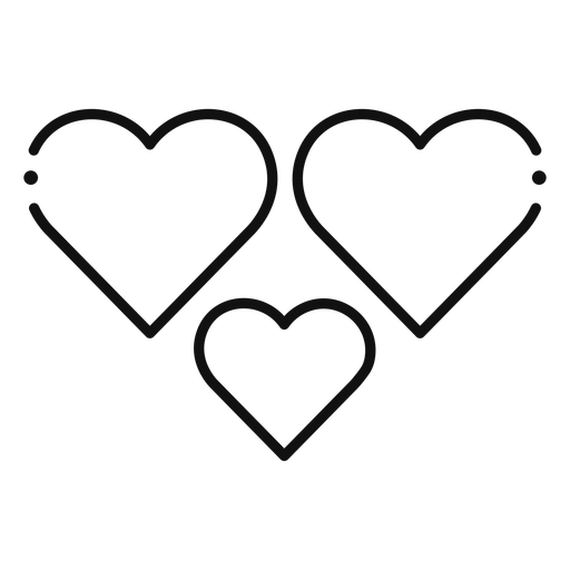 Icono de tres corazones Diseño PNG