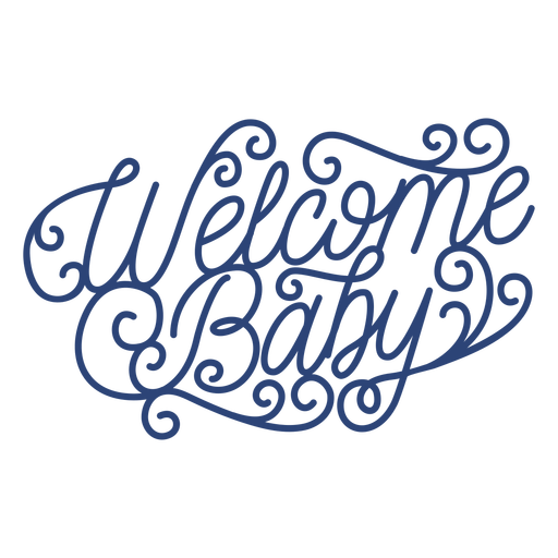 Welcome baby swirly lettering
