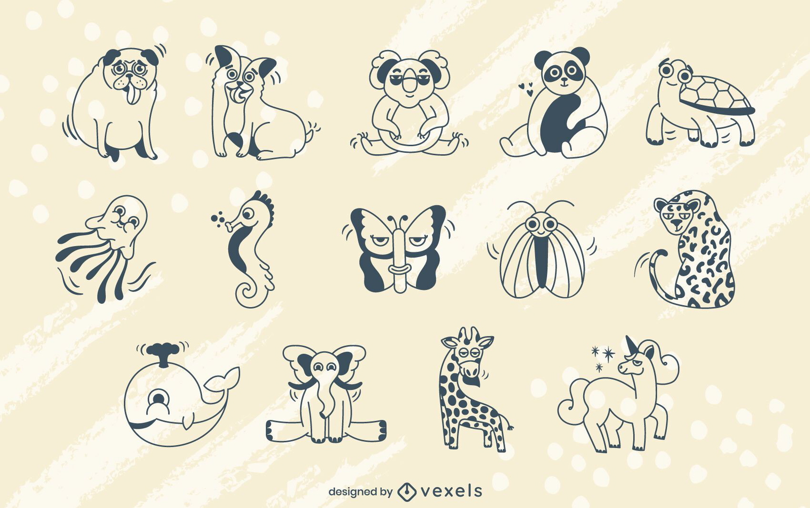 Animais de desenho animado conjunto