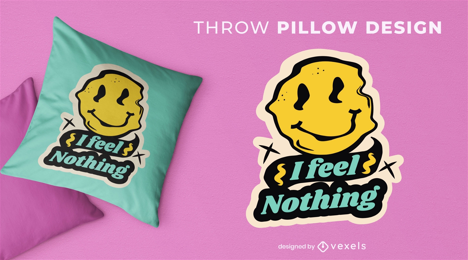 I feel nothing throw pillow design
