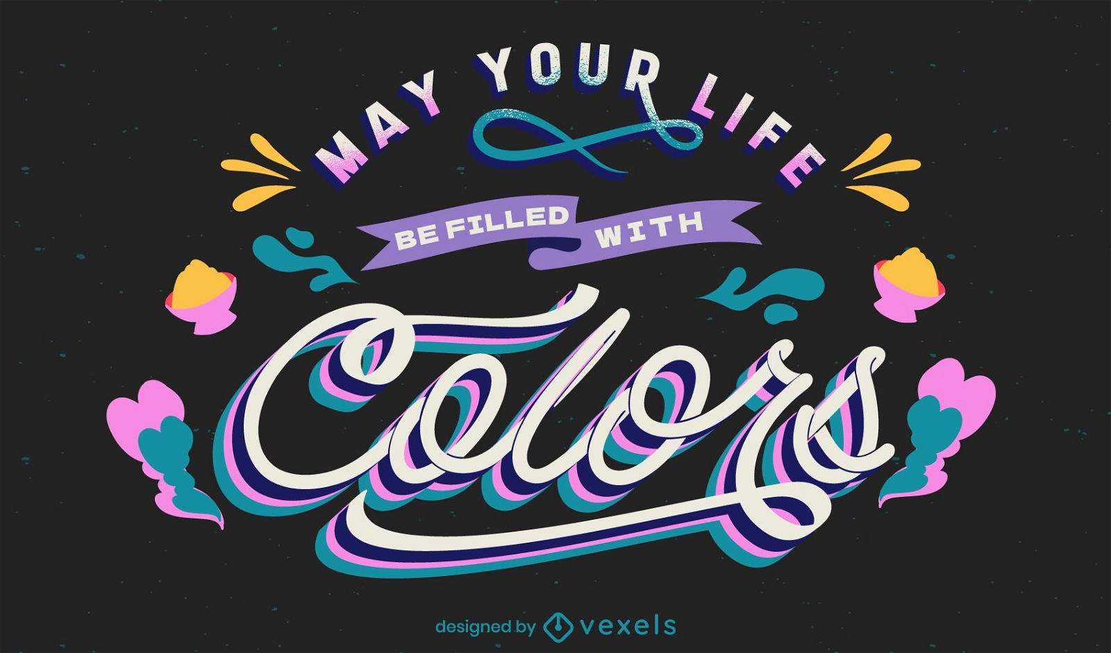 A vida cheia de cores, design de letras