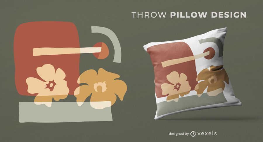Diseño de almohada de tiro de flores abstractas Diseño de almohada de tiro de flores abstractas