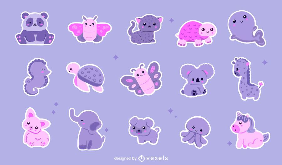 Kawaii animals sticker set Kawaii animals sticker set