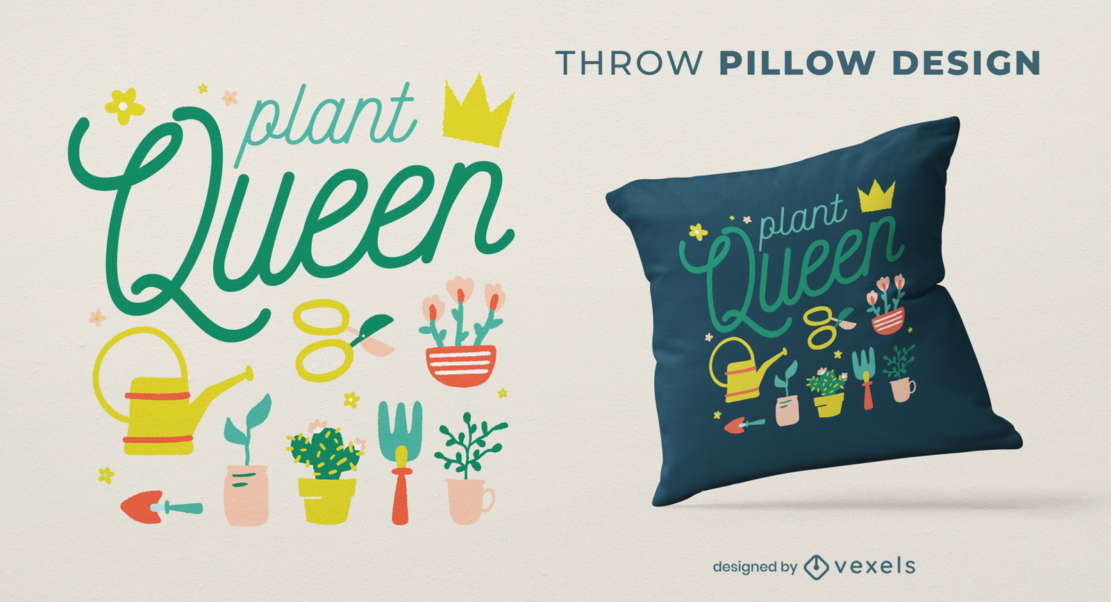 Diseño de almohada de tiro de reina de plantas