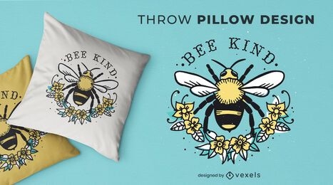 Bee kind throw pillow design