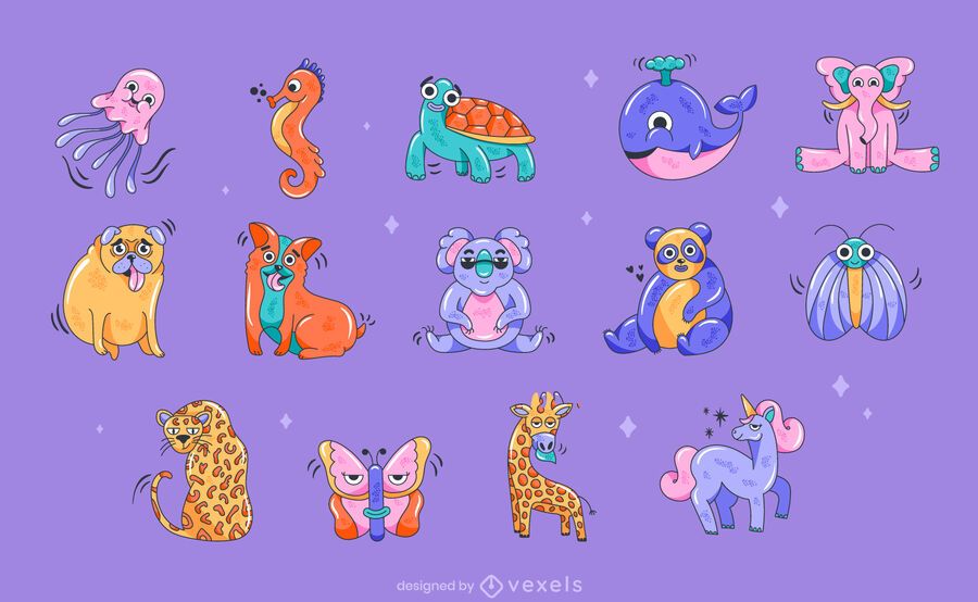 Conjunto de animales de dibujos animados Conjunto de animales de dibujos animados