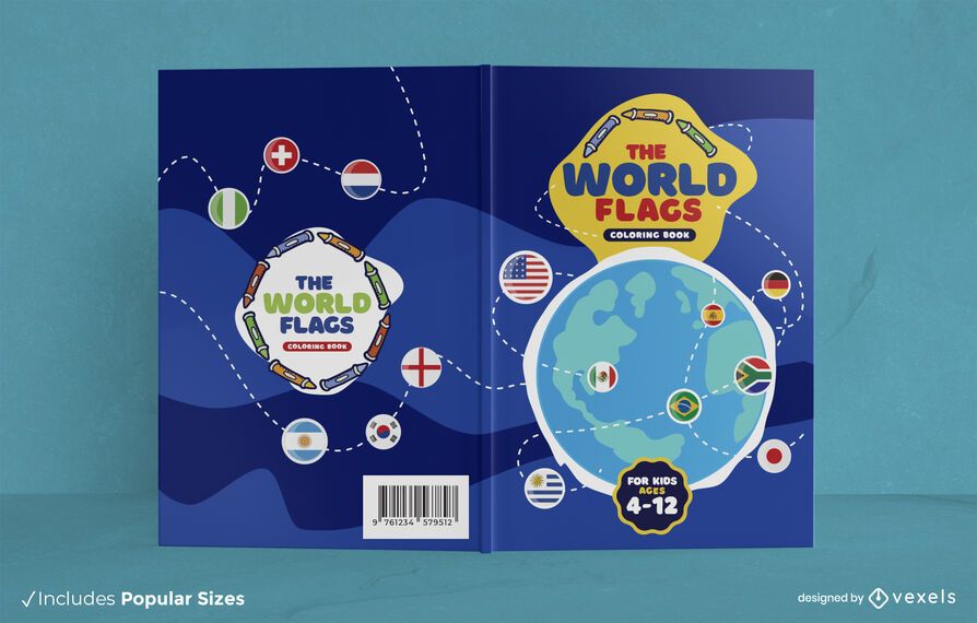 Diseño de portada de libro de banderas del mundo Diseño de portada de libro de banderas del mundo