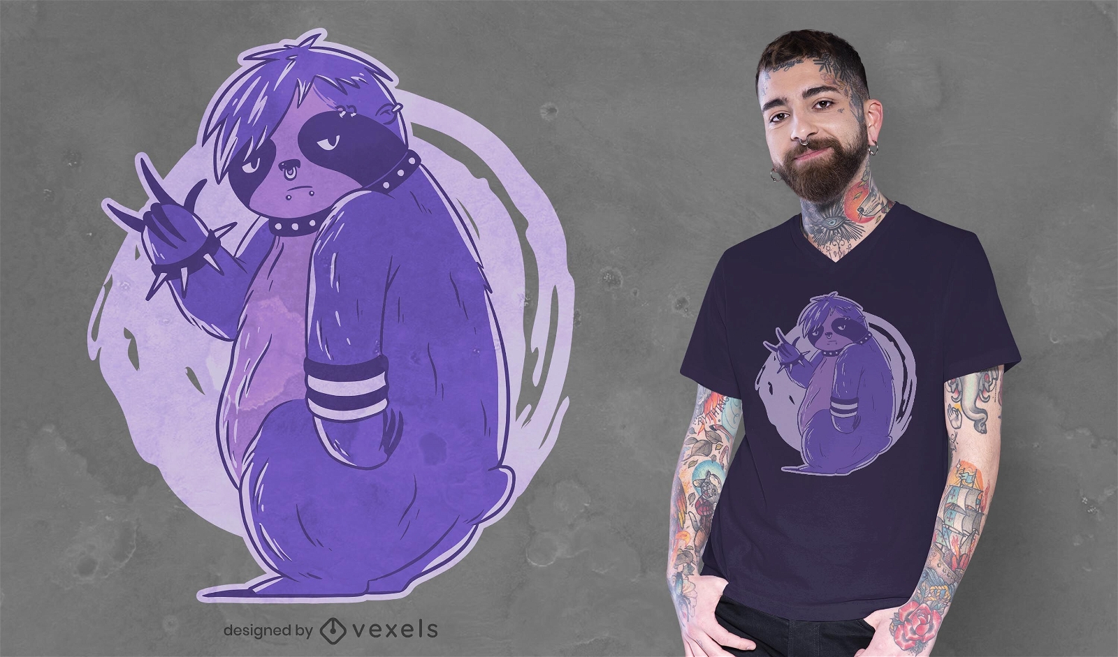 Emo sloth t-shirt design