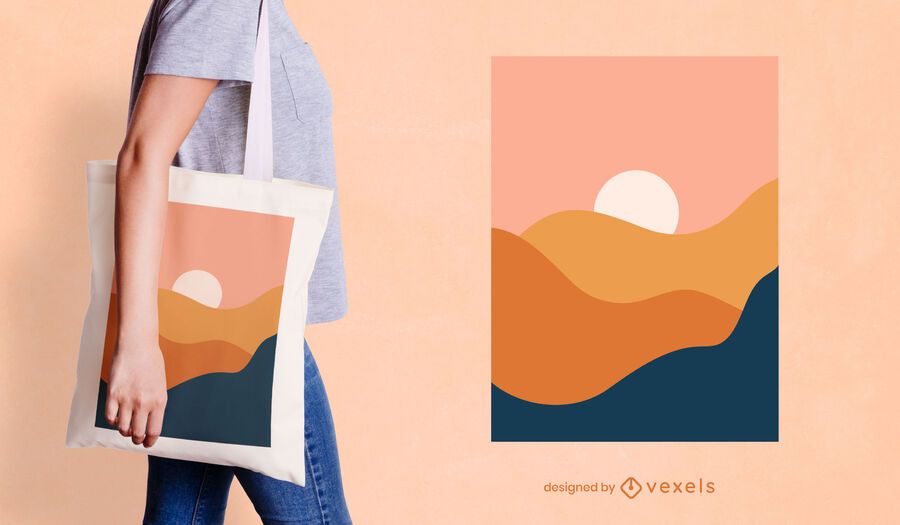 Abstract landscape tote bag design Abstract landscape tote bag design