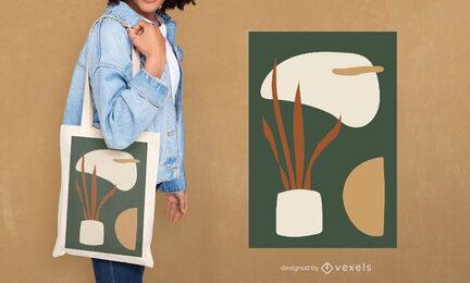 Potted plant tote bag design