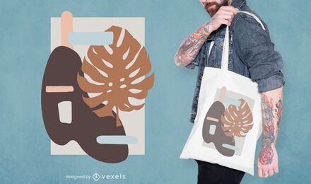 Abstract leaf tote bag design