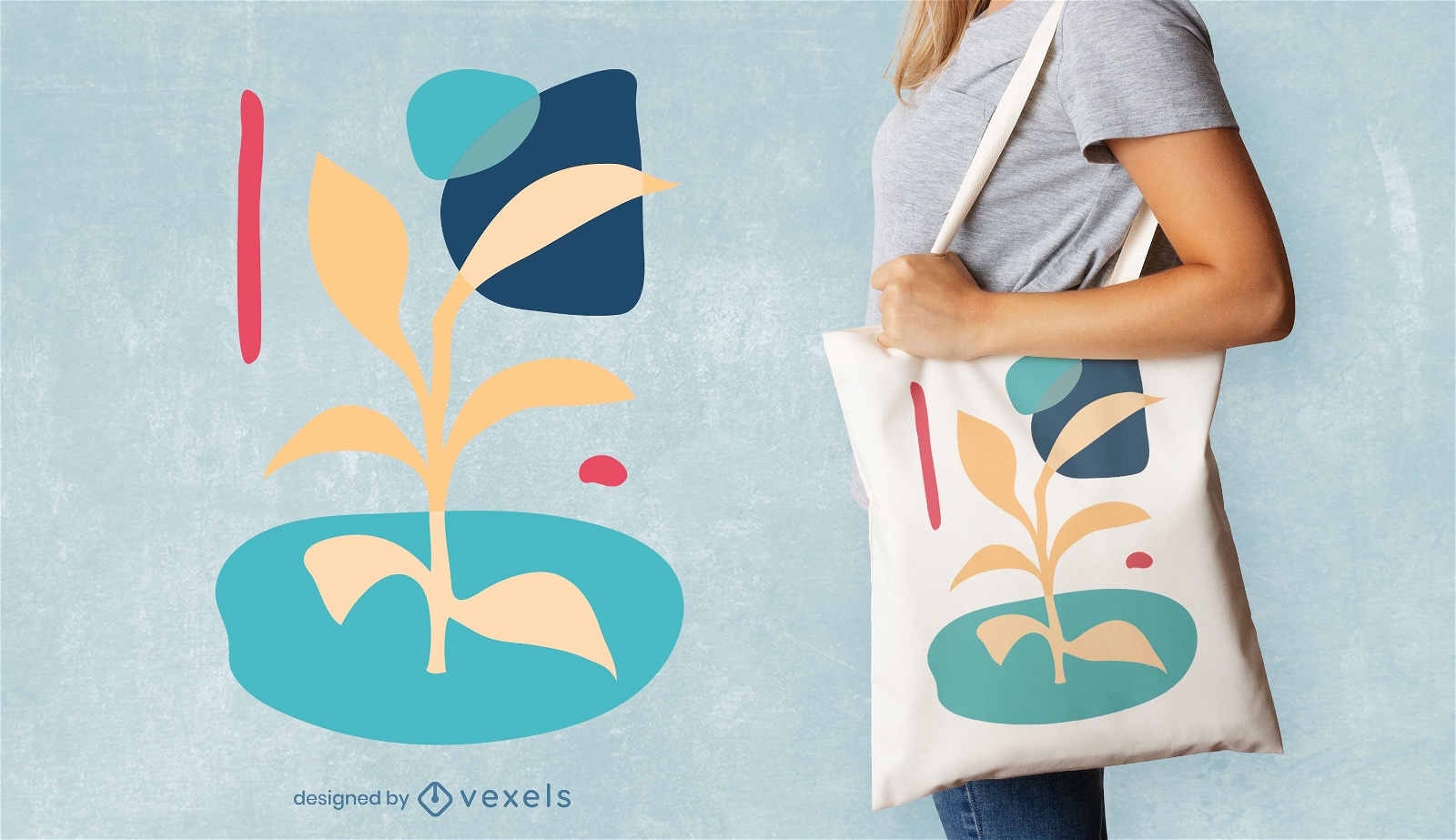Abstract plant tote bag design