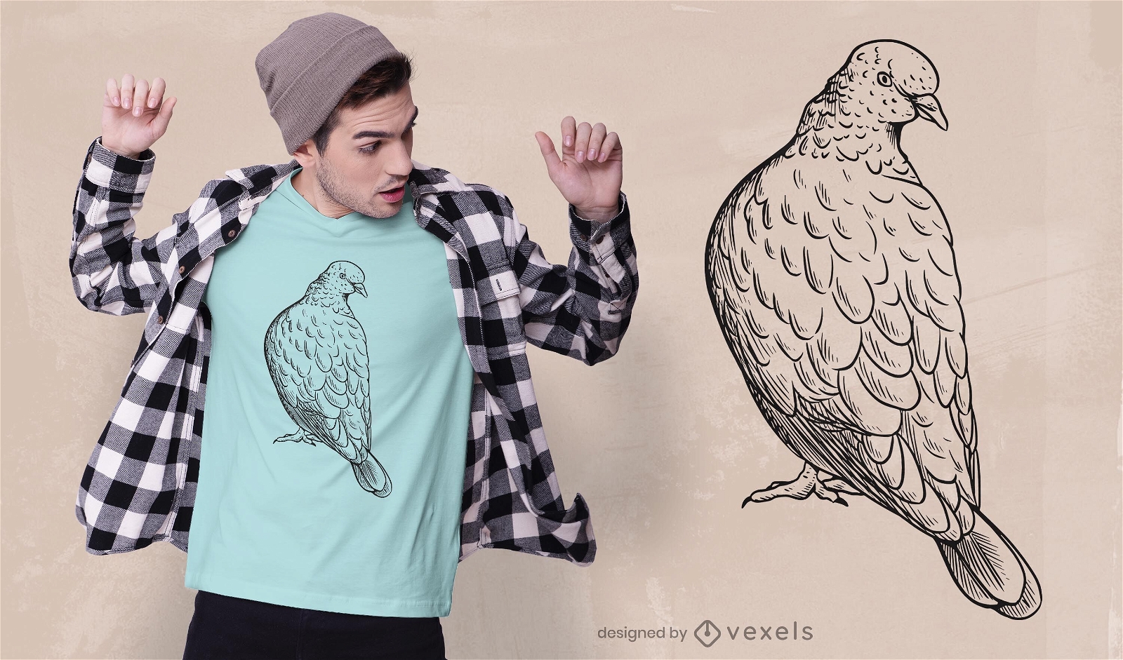 Handgezeichnetes T-Shirt-Design der Taube