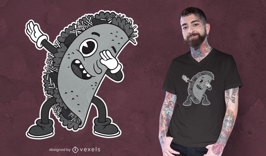 Taco retro cartoon dab t-shirt design Taco retro cartoon dab t-shirt design