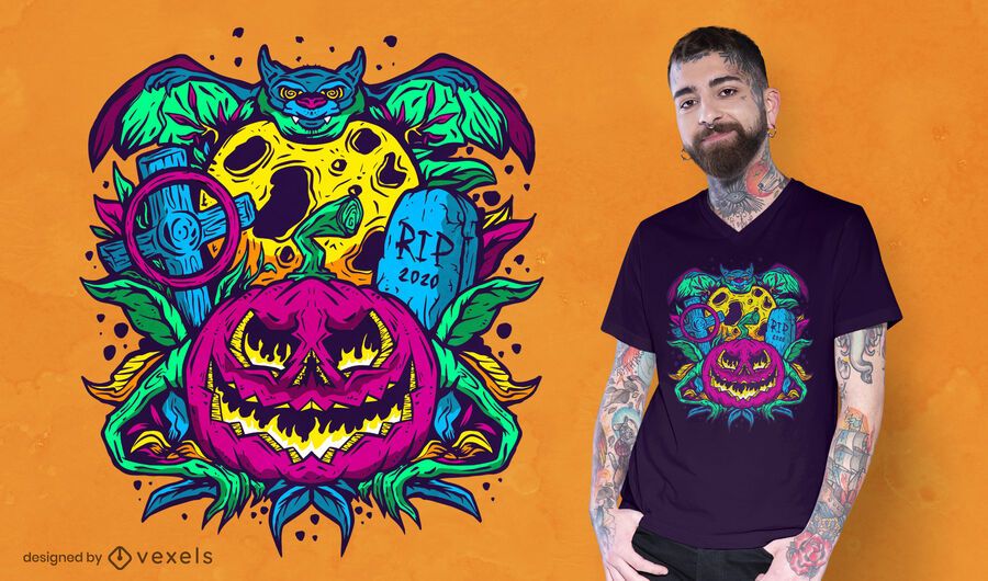 Psychedelic halloween t-shirt design Psychedelic halloween t-shirt design