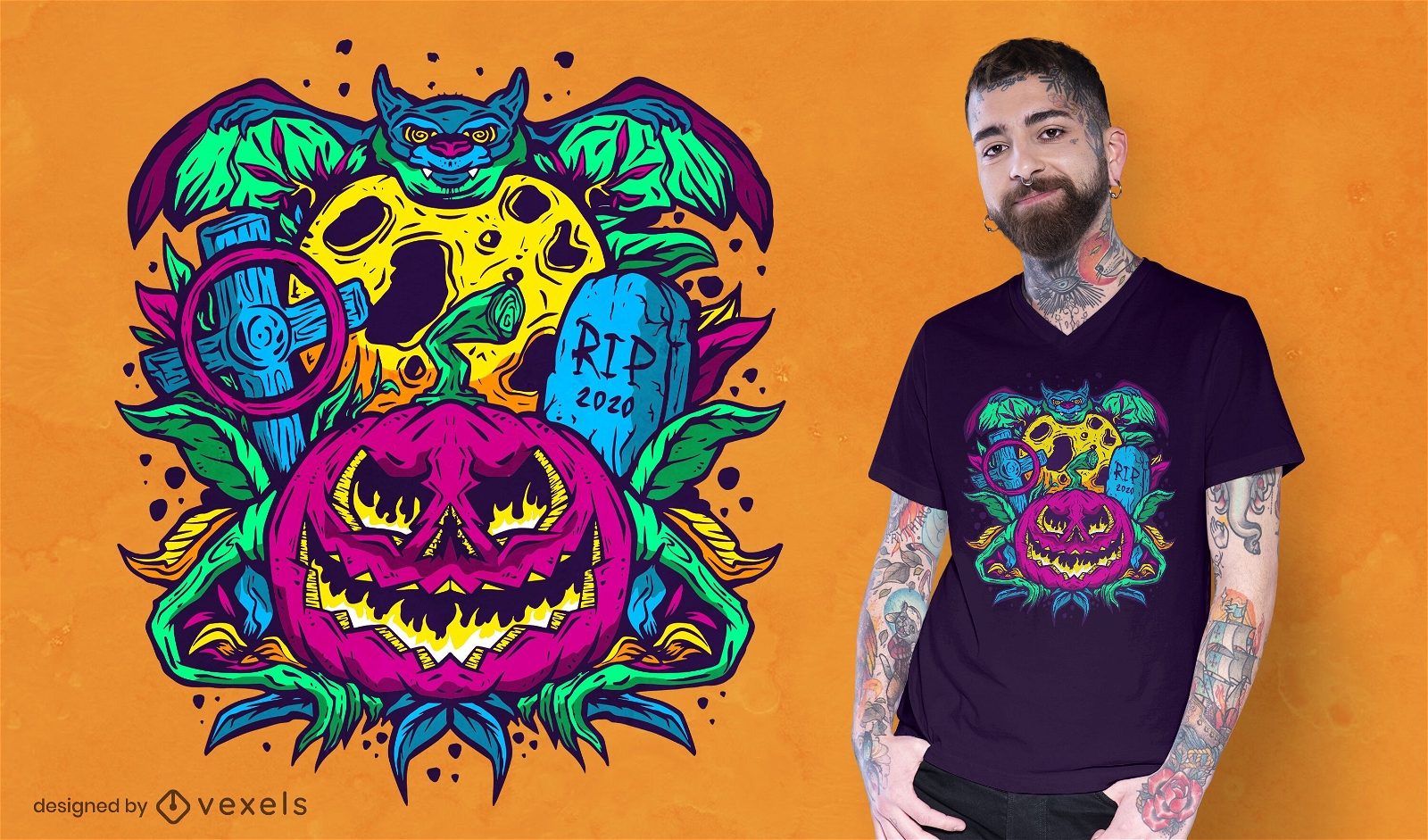 Psychedelisches Halloween-T-Shirt Design