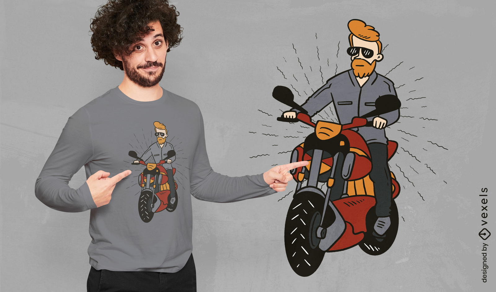 Diseño de camiseta de chico de moto