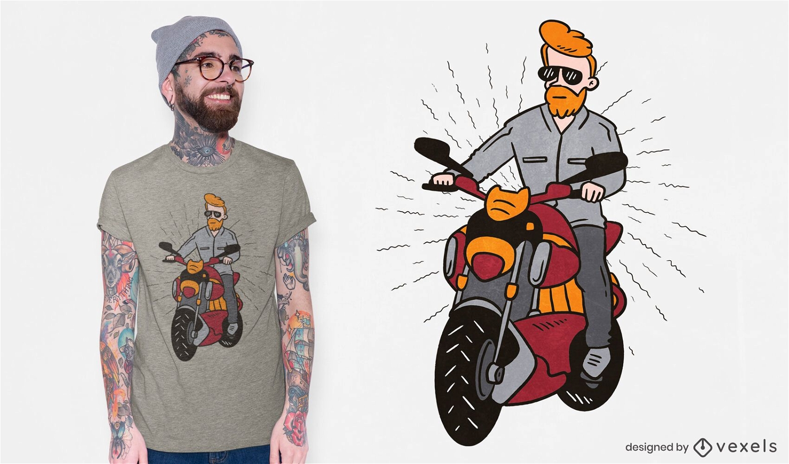 Diseño de camiseta de chico de moto.
