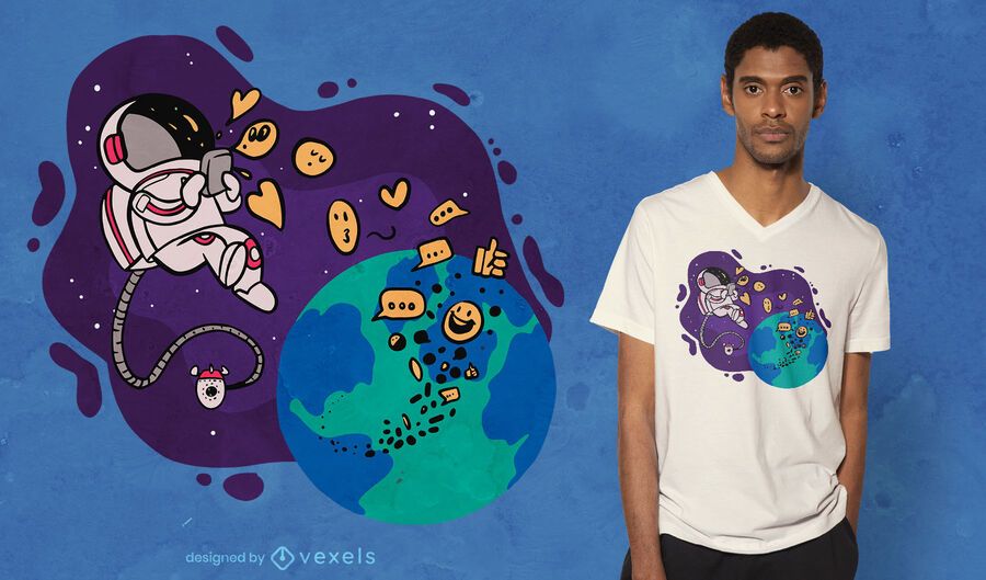 Astronaut texting t-shirt design Astronaut texting t-shirt design