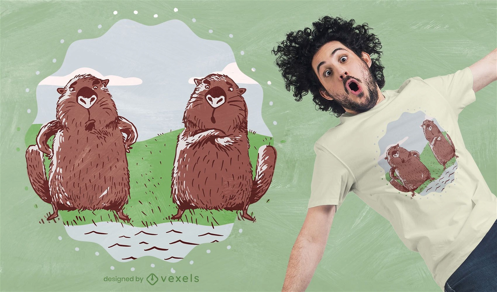 Beavers river t-shirt design