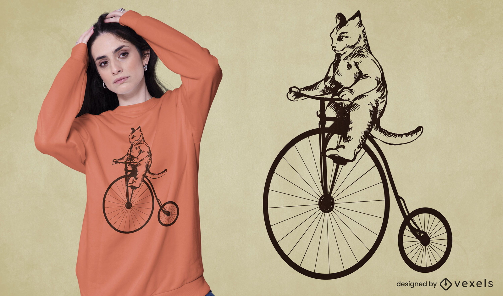 Diseño de camiseta de gato vintage