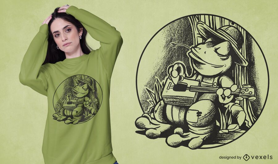 Frog cigar box guitar t-shirt design Frog cigar box guitar t-shirt design