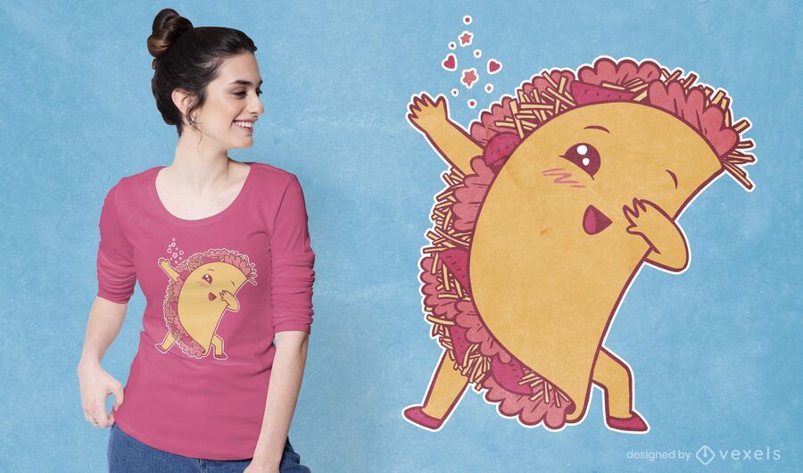 Diseño de camiseta kawaii taco dabbing Diseño de camiseta kawaii taco dabbing