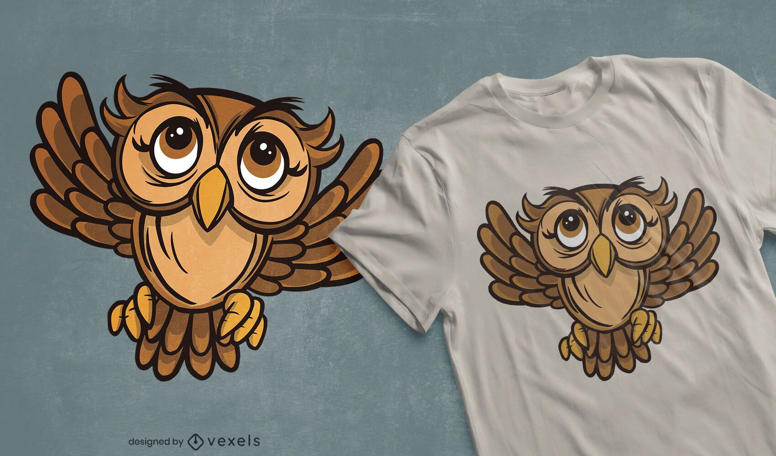 Big-eyed owl t-shirt design