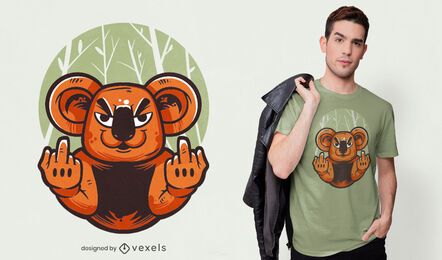 Diseño de camiseta de dedo medio koala Diseño de camiseta de dedo medio koala