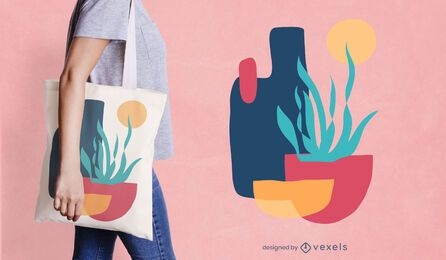 Design de sacola de plantas coloridas