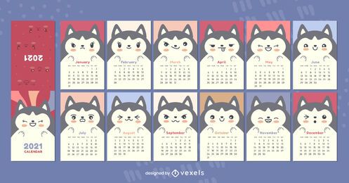 Calendario de husky siberiano 2021 Calendario de husky siberiano 2021