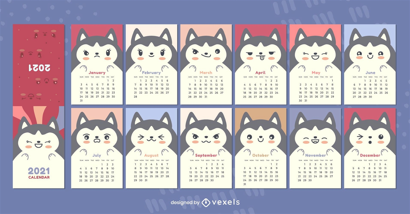Siberian husky 2021 calendar