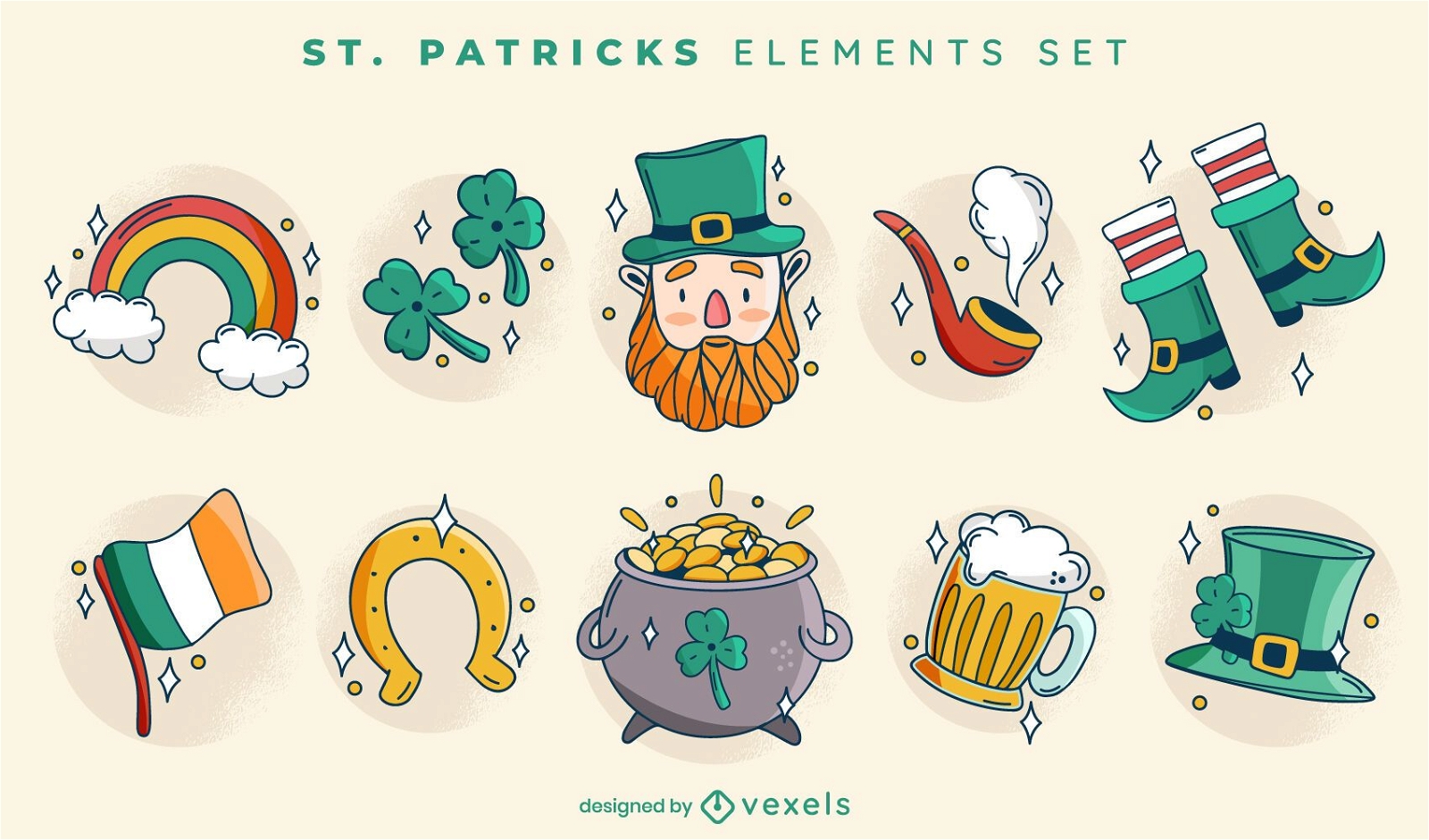 St Patricks cute element set