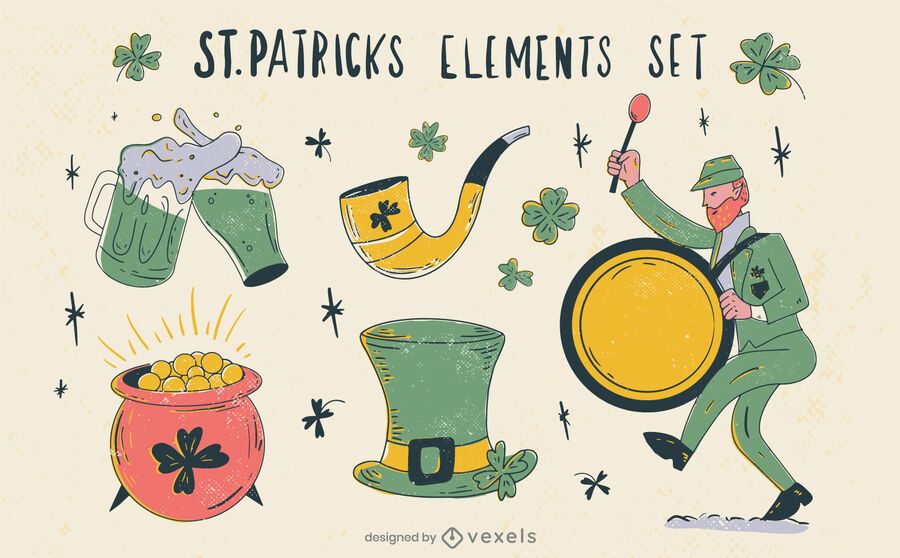 St Patricks hand-drawn element set St Patricks hand-drawn element set