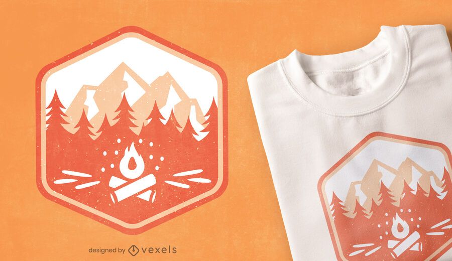 Diseño de camiseta con insignia de camping. Diseño de camiseta con insignia de camping.
